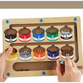 Children Montessori Toy Magnetic Pen Moving Ball Game Color Sorting Counting Board Fine Motor Training Sensory Educational Toys