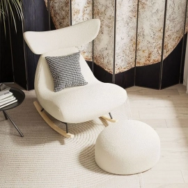 Fluffy White Living Room Chair Elastic Modern Nordic Lounge Living Room Chair Lazy Rocking Meubles De Salon Home Furniture