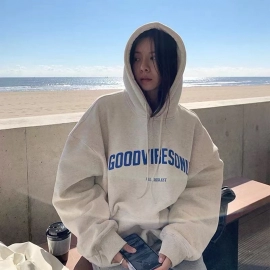 New Printed Letter Hoodie Women's Autumn/winter 100% Cotton Loose Hoodie Sweatshirt